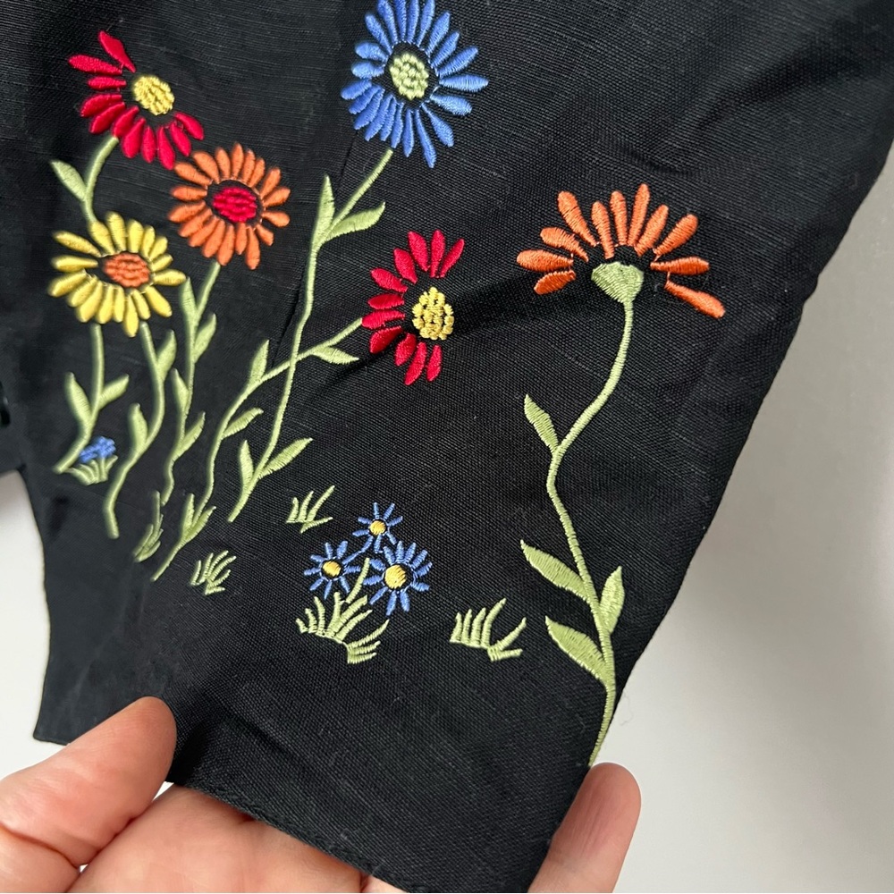 Vintage 90s ESPRIT Linen Floral Embroidered Vest Small Medium Artsy Folk Boho - Picture 5 of 8